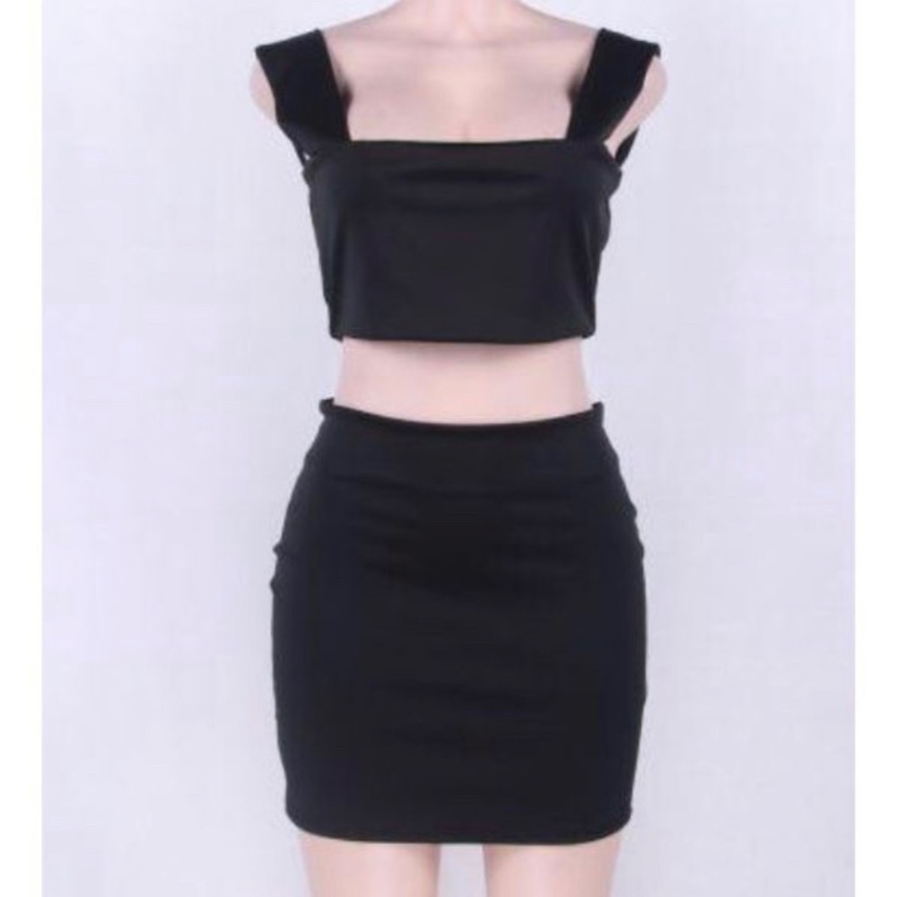 NWT Black 2 Piece Mini Skirt Set S M L